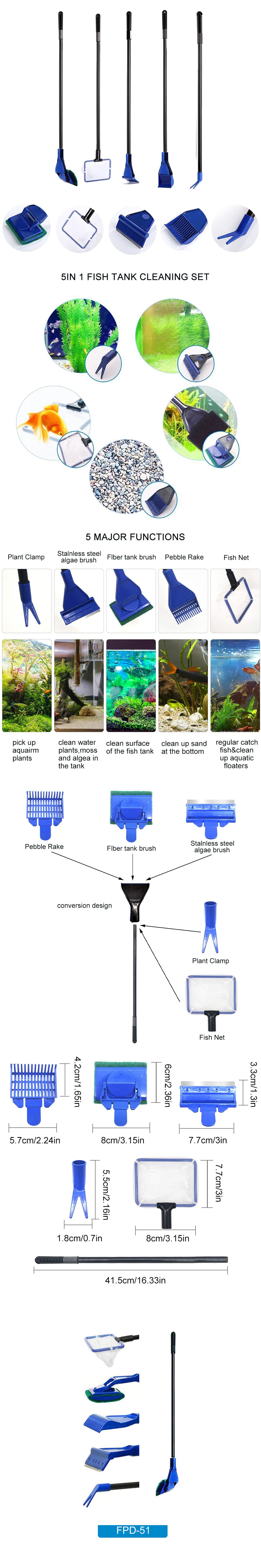 5 in 1 fish tank cleaning kit aquarium cleaning tools starter kit  第1张