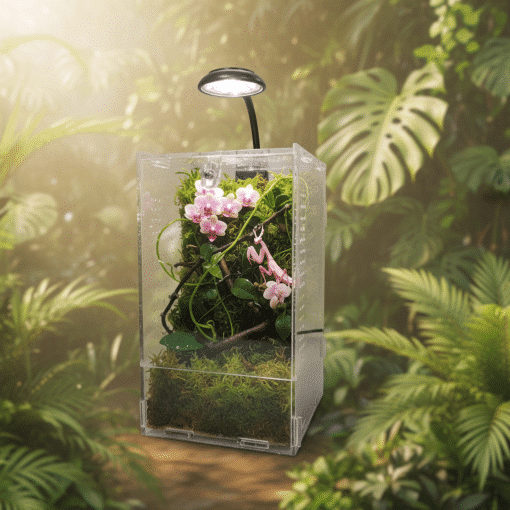 Wholesale reptile terrarium acrylic enclosure with USB full spectrum LED light FS-AT-L01