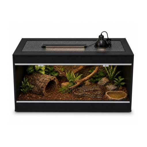 Wholesale black wood reptile vivarium with mesh top 48 x 24 x 24 inch FS-AT-L11