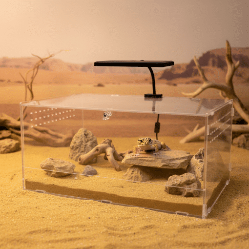Wholesale desert acrylic reptile terrarium 40 x 30 x 20cm with LED light