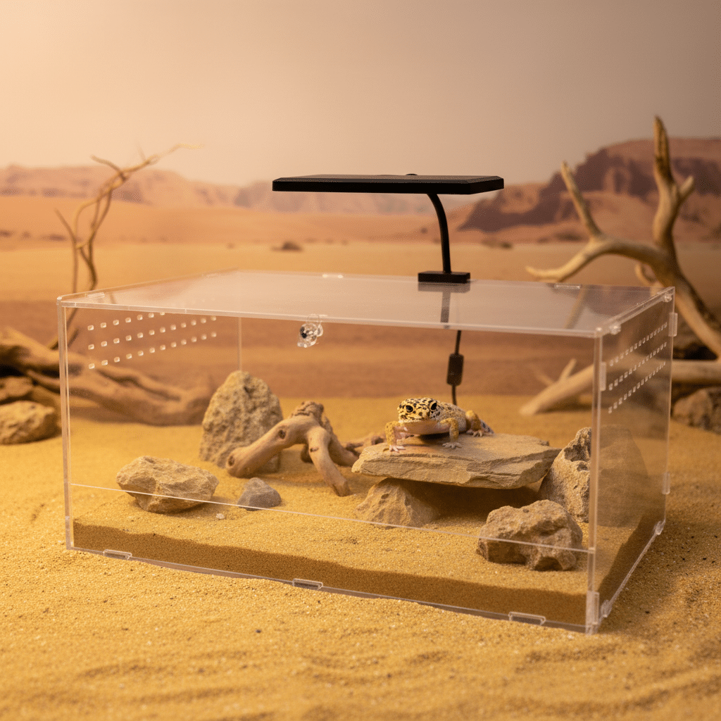 Wholesale Desert Acrylic Reptile Terrarium 40 x 30 x 20cm with LED Light - FS-AT-L04 第1张-Wholesale Pet & Aquarium Supplies | 15+ Years Factory Experience | FAUSHUN wholesale desert acrylic reptile terrarium 40 x 30 x 20cm with LED light